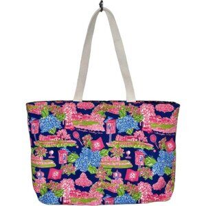 Kaeli Smith Canvas Tote Bag - Wilmington Country Club - Blue/Pink - 22x15”